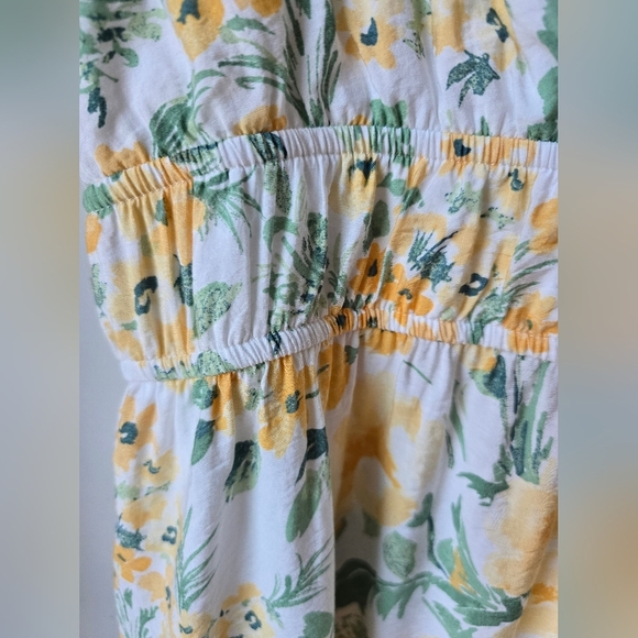 Rachel Zoe Floral Yellow White Dress Midi Flowy Sleeve Pockets Rayon Size XL - Picture 5 of 9